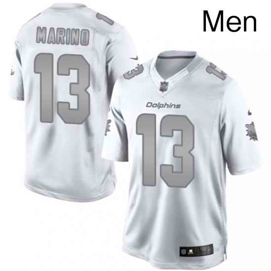 Mens Nike Miami Dolphins 13 Dan Marino Limited White Platinum NFL Jersey